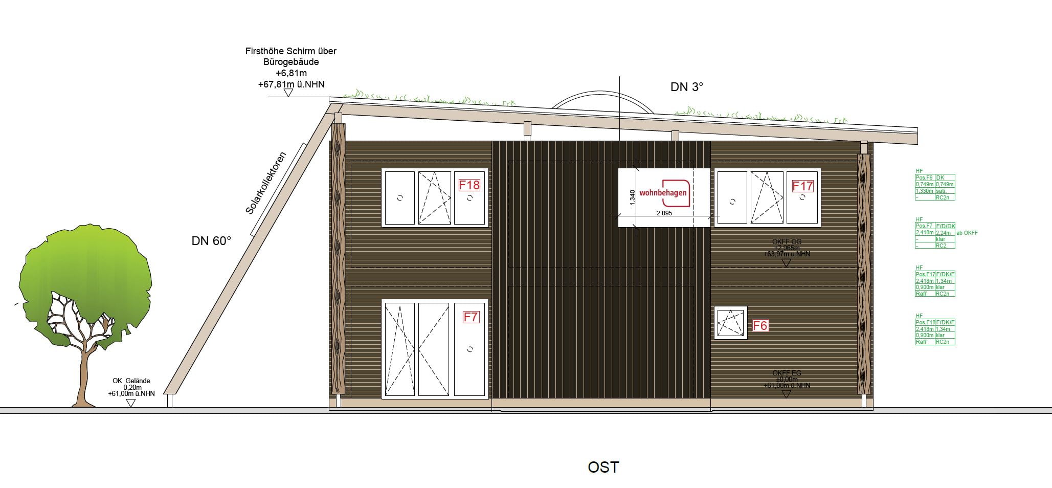 Detailzeichnung Ansicht Neubau Ost